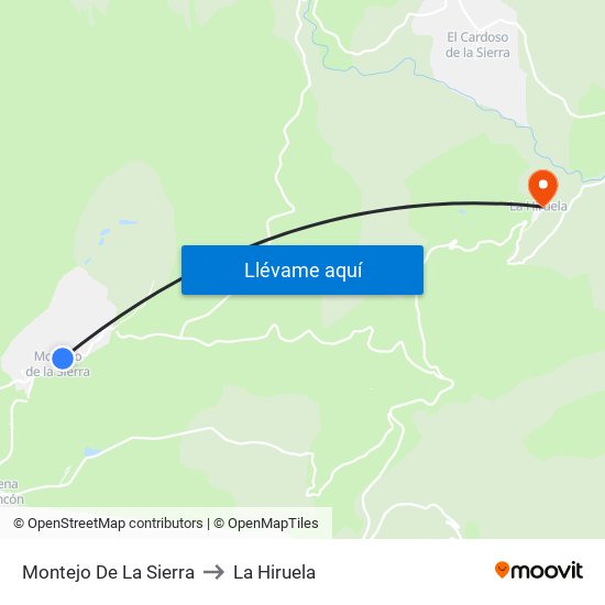 Montejo De La Sierra to La Hiruela map