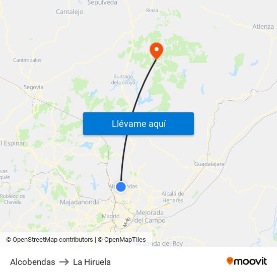 Alcobendas to La Hiruela map