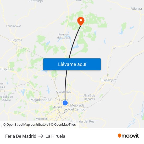 Feria De Madrid to La Hiruela map