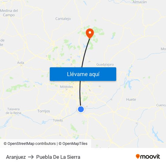 Aranjuez to Puebla De La Sierra map