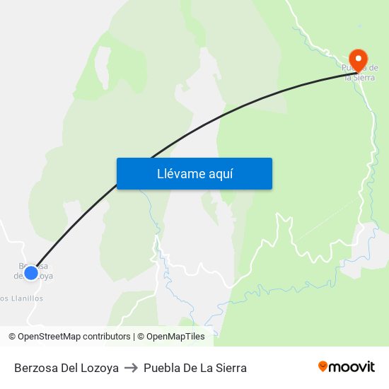 Berzosa Del Lozoya to Puebla De La Sierra map