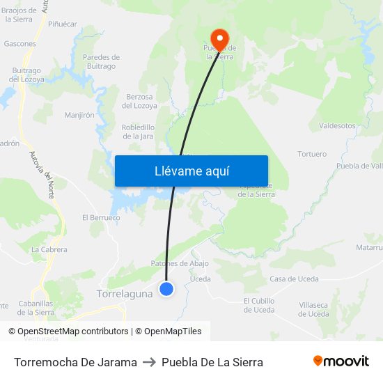 Torremocha De Jarama to Puebla De La Sierra map