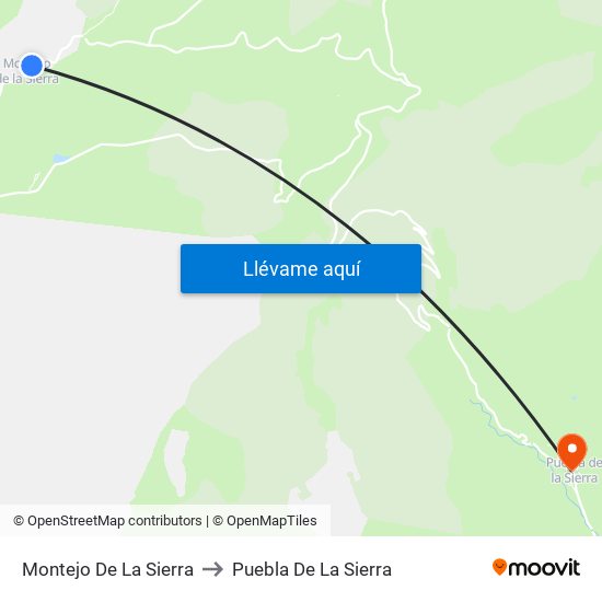 Montejo De La Sierra to Puebla De La Sierra map