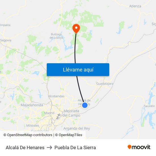 Alcalá De Henares to Puebla De La Sierra map