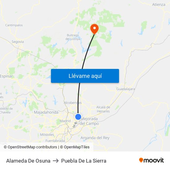Alameda De Osuna to Puebla De La Sierra map