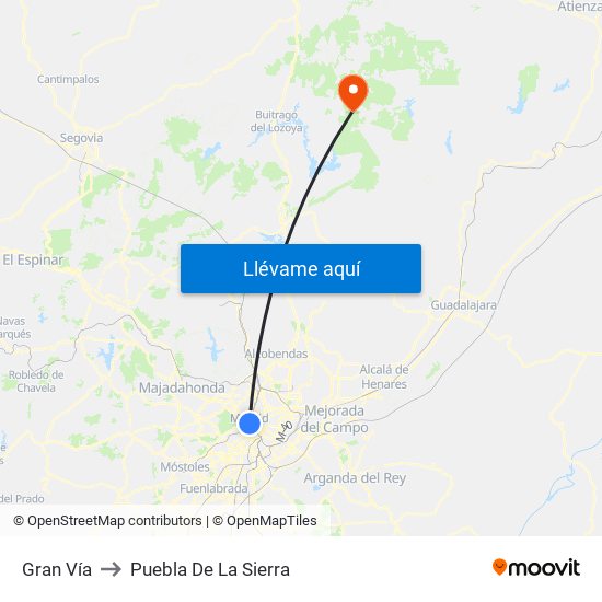 Gran Vía to Puebla De La Sierra map