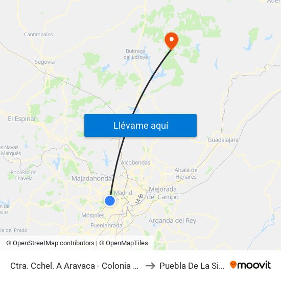 Ctra. Cchel. A Aravaca - Colonia Jardín to Puebla De La Sierra map