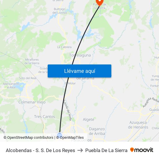 Alcobendas - S. S. De Los Reyes to Puebla De La Sierra map