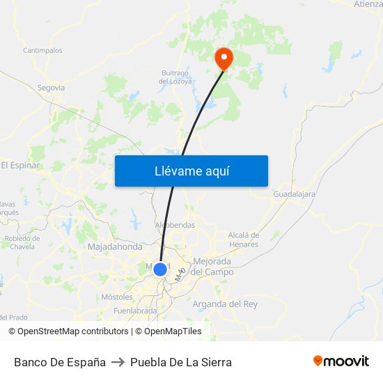 Banco De España to Puebla De La Sierra map