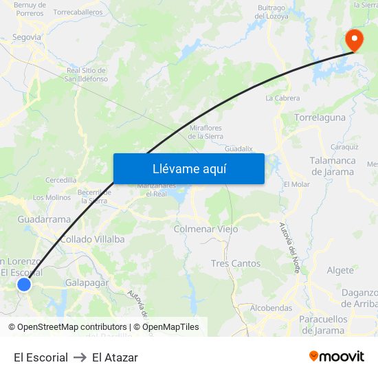 El Escorial to El Atazar map