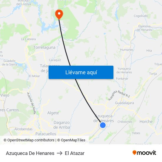 Azuqueca De Henares to El Atazar map