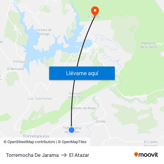 Torremocha De Jarama to El Atazar map