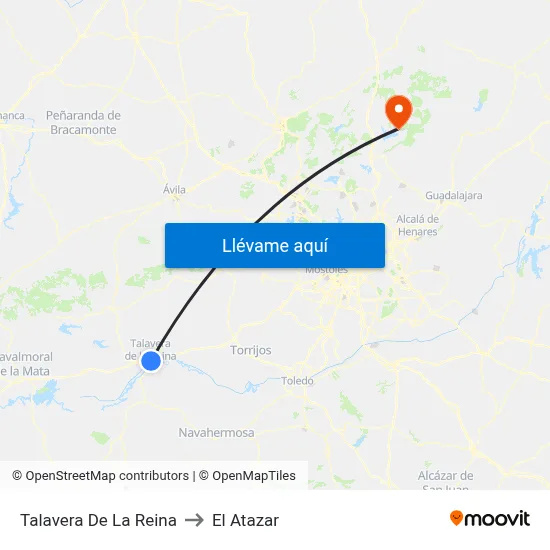Talavera De La Reina to El Atazar map