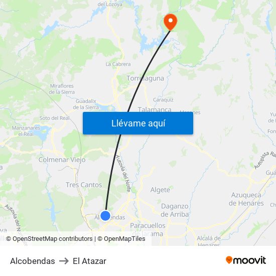 Alcobendas to El Atazar map