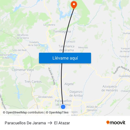 Paracuellos De Jarama to El Atazar map