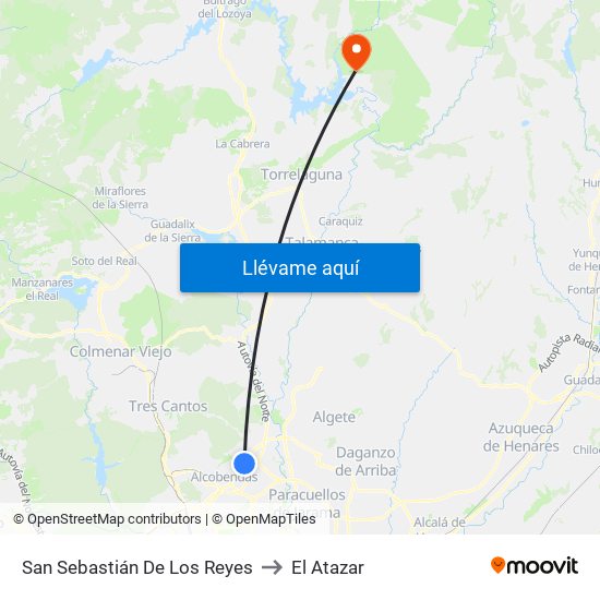 San Sebastián De Los Reyes to El Atazar map
