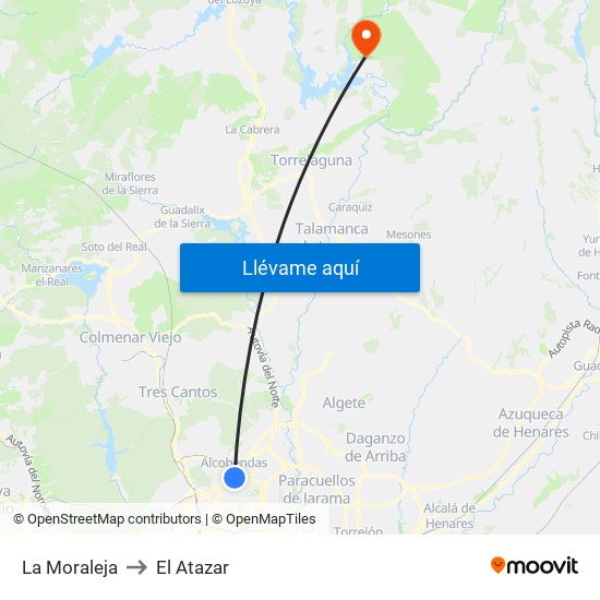 La Moraleja to El Atazar map