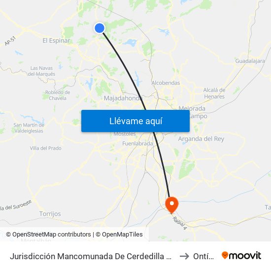 Jurisdicción Mancomunada De Cerdedilla Y Navacerrada to Ontígola map