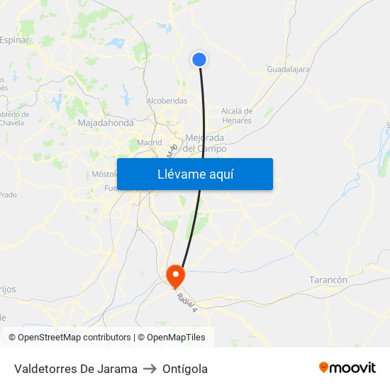 Valdetorres De Jarama to Ontígola map
