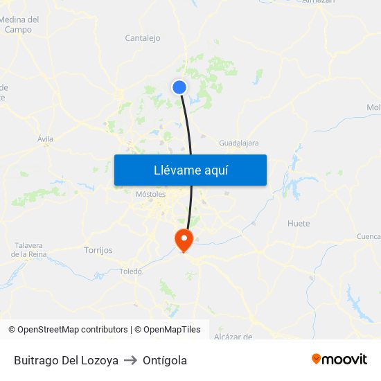 Buitrago Del Lozoya to Ontígola map
