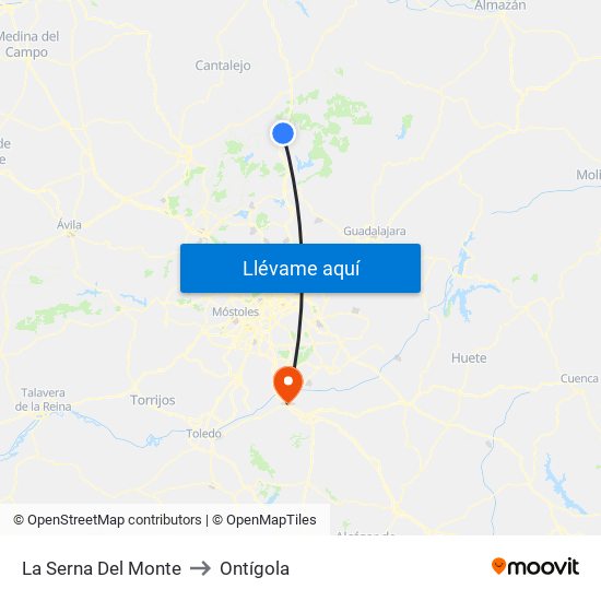 La Serna Del Monte to Ontígola map