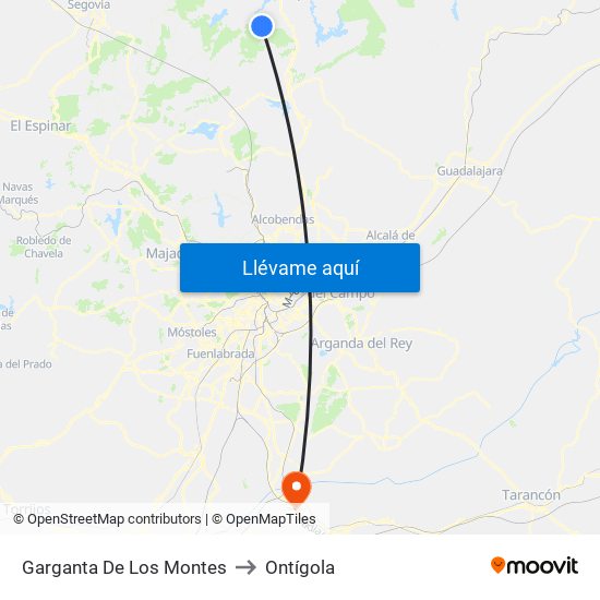 Garganta De Los Montes to Ontígola map