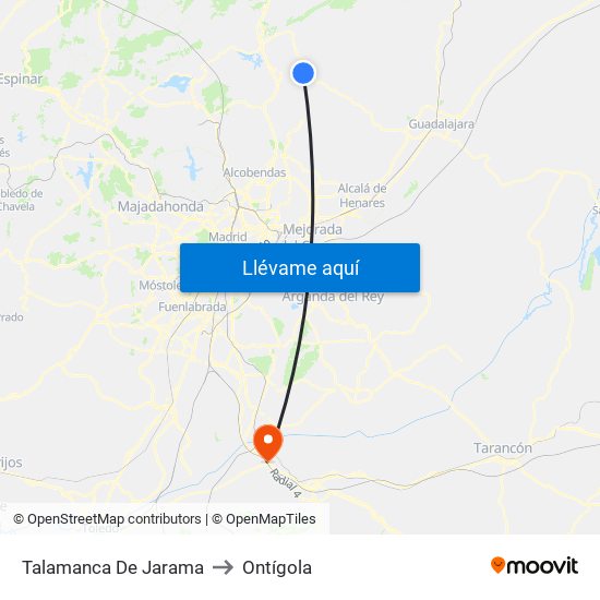 Talamanca De Jarama to Ontígola map