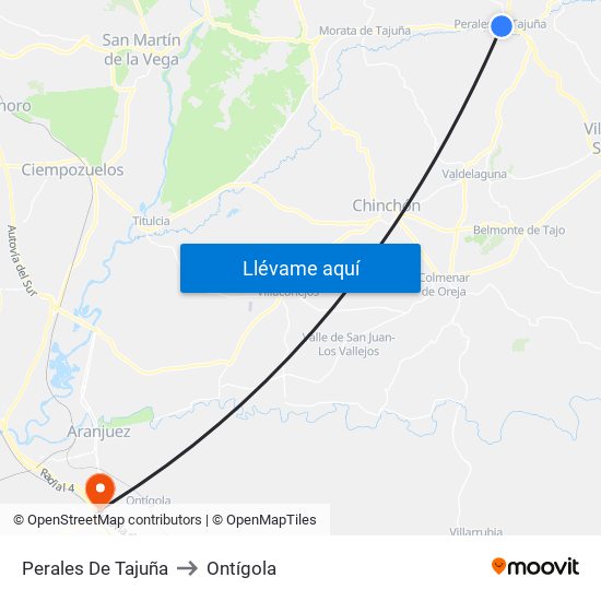 Perales De Tajuña to Ontígola map
