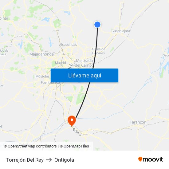 Torrejón Del Rey to Ontígola map