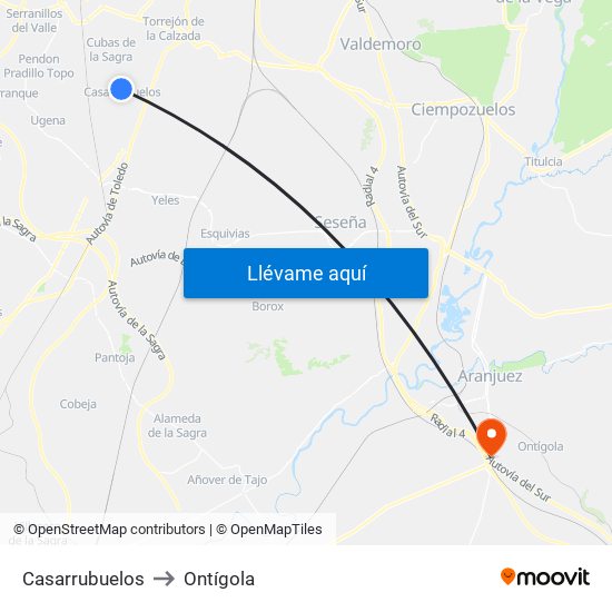 Casarrubuelos to Ontígola map