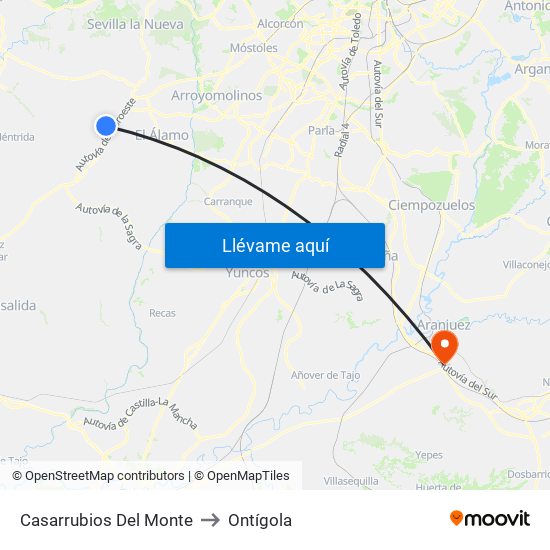 Casarrubios Del Monte to Ontígola map