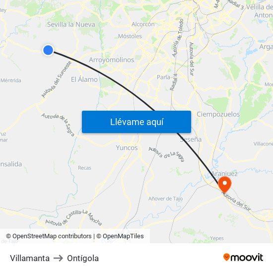 Villamanta to Ontígola map