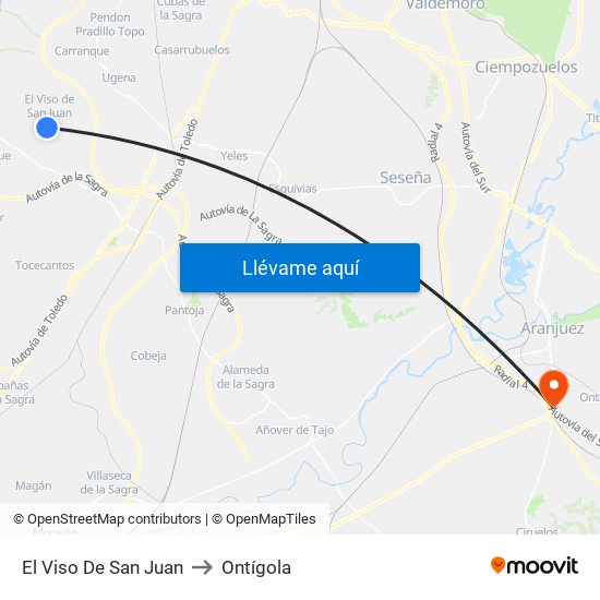 El Viso De San Juan to Ontígola map