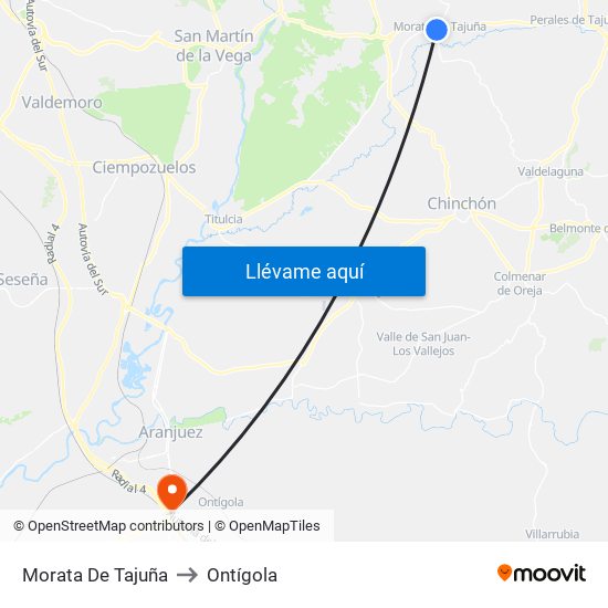 Morata De Tajuña to Ontígola map