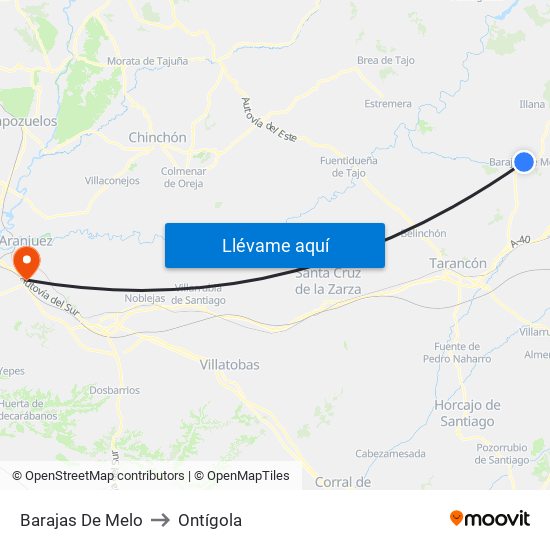 Barajas De Melo to Ontígola map