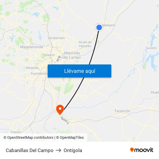 Cabanillas Del Campo to Ontígola map