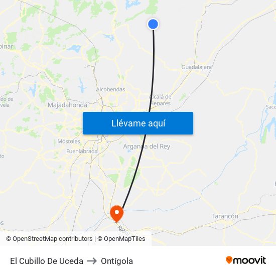 El Cubillo De Uceda to Ontígola map