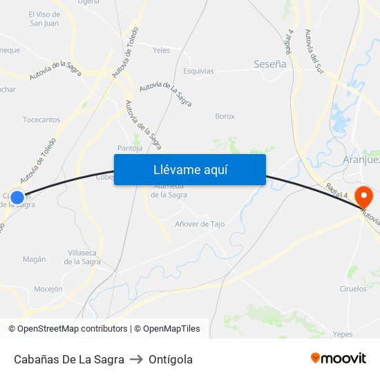 Cabañas De La Sagra to Ontígola map