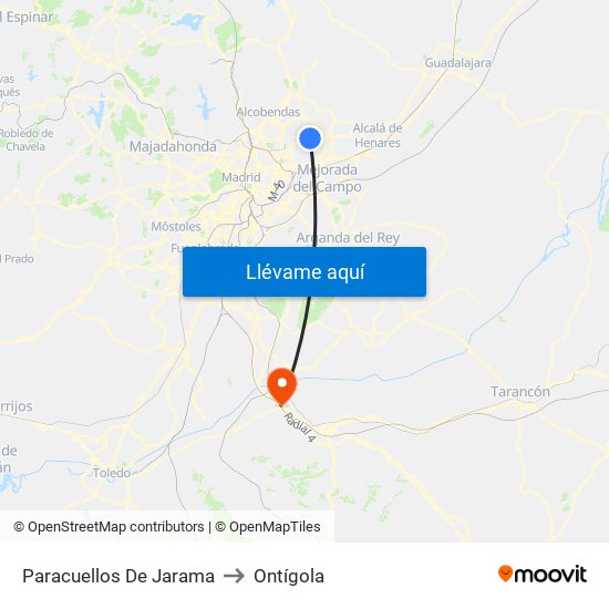Paracuellos De Jarama to Ontígola map