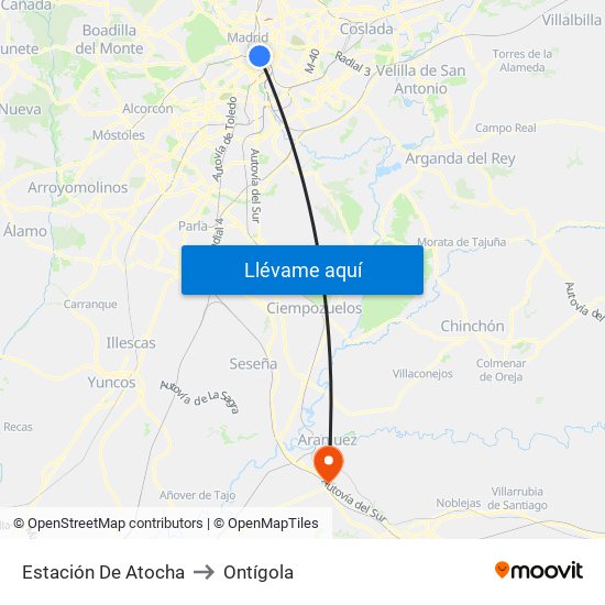 Estación De Atocha to Ontígola map
