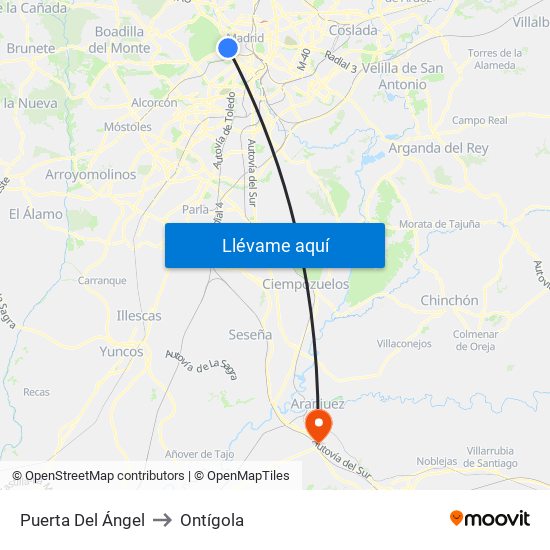 Puerta Del Ángel to Ontígola map