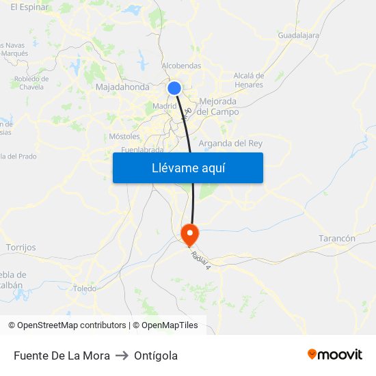Fuente De La Mora to Ontígola map