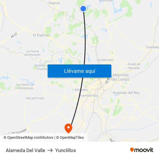 Alameda Del Valle to Yunclillos map