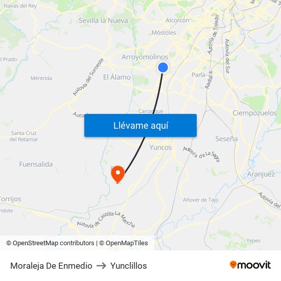 Moraleja De Enmedio to Yunclillos map