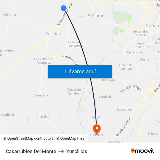 Casarrubios Del Monte to Yunclillos map