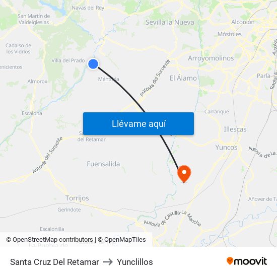 Santa Cruz Del Retamar to Yunclillos map