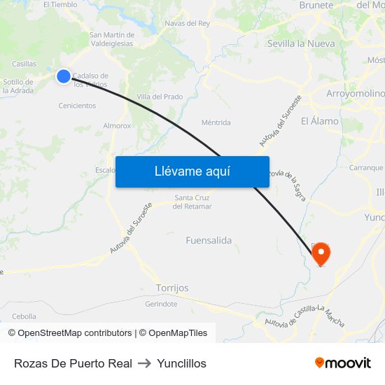 Rozas De Puerto Real to Yunclillos map