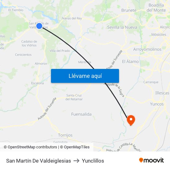 San Martín De Valdeiglesias to Yunclillos map