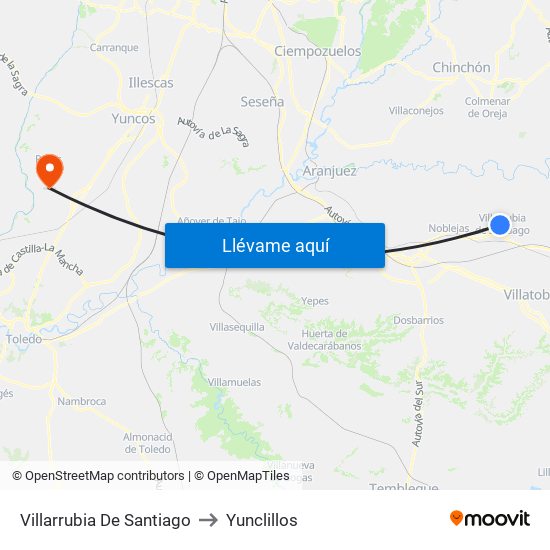 Villarrubia De Santiago to Yunclillos map