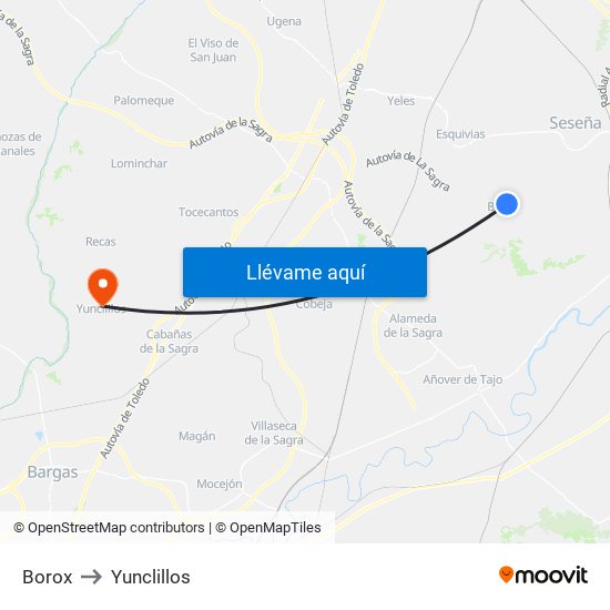 Borox to Yunclillos map